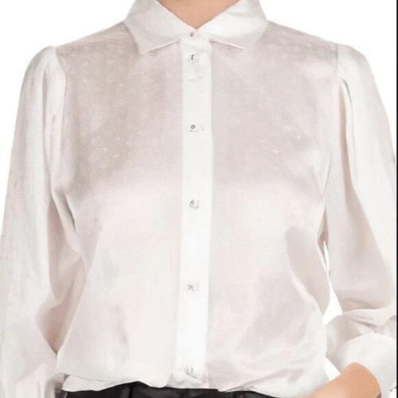 The Kooples Tops - The Kooples Silk-Blend Jacquard Dot Top